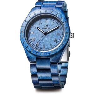 Men's Blue Light Weight Unique Wood Watch Uwood Series Handmade Wristwatch